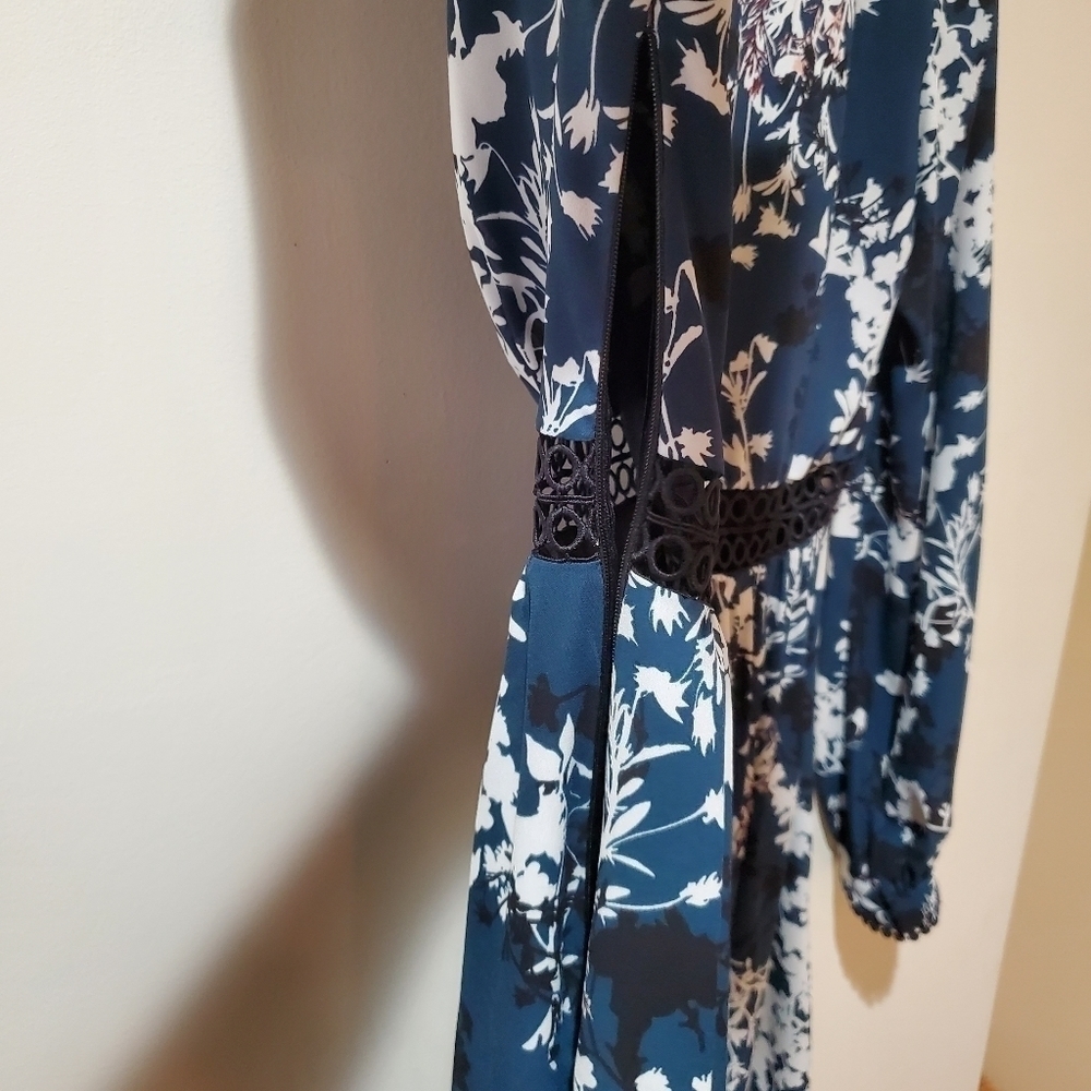 Sam Edelman V-Neck Knit Trim Print Dress NWOT - Picture 11 of 14